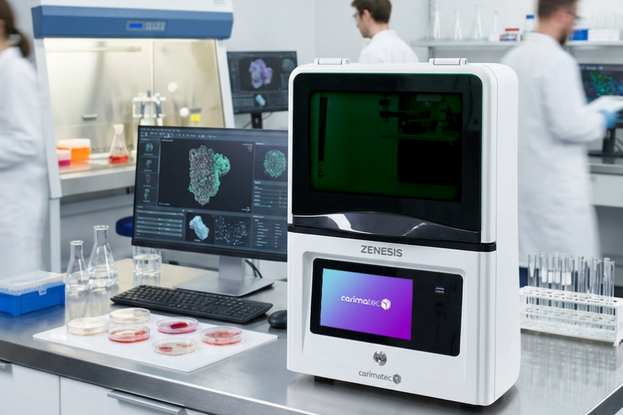 Bioimpressora 3D Carimatec Zenessis num laboratório